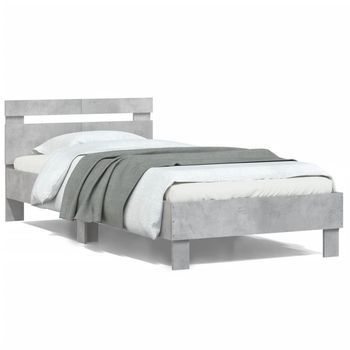 Cama Para Adulto | Cama Individual | Cama Con Cabecero Madera De Ingeniería Gris Hormigón 100x200 Cm