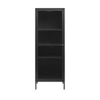 armario con 1 puerta de vidrio estriado y metal h160cm - negro