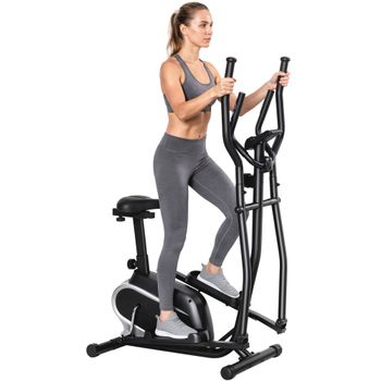 HOMCOM Bicicleta Elíptica con Resistencia Magnética Ajustable Pantalla LCD Pulsómetro y Volante de Inercia 3 kg 103x62x151cm Negro   Aosom España