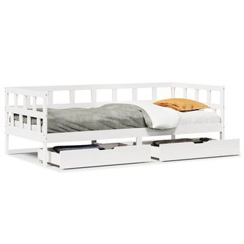 Cama Individual | Sofá Cama Con Cajones Madera Maciza De Pino Blanca 90x190 Cm Cfw51780