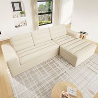 sofa modular en l - mueble para salon - pana - beige 253x161x89cm