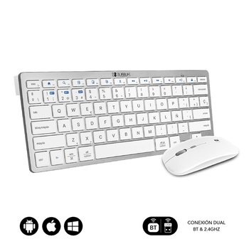 TECLADO + RATON INALAMBRICO SUBBLIM PLATEADO / BLANCO