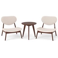 costway juego de 2 sillas decorativas con mesa ayudante sillas tapizadas en terciopelo de cordero con marco de madera maciza para dormitorio beige
