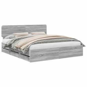 Estructura De Cama Con Cajón Gris Sonoma 180 X 200 Cm Vidaxl
