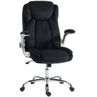 homcom silla de escritorio ergonomica terciopelo con respaldo alto reposabrazos abatibles asiento con muelles altura ajustable negro