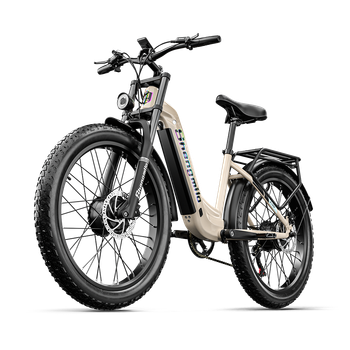 Bicicleta Electrica Shengmilo S700, Motor 2000w, Bateria 840wh, Ruedas Anchas 26, Autonomia 60-90 Km, Marron