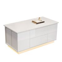mesa de centro led 4 en 1 100 x 50 x 45 cm - con 2 cajones - brillo con sofa y 2 taburetes - blanco