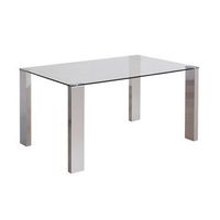 mesa comedor cannes rectangular 140x90x76cm en cristal y patas  metalicas estilo moderno