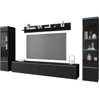 conjunto de muebles de salon vera ii juego de muebles de salon mueble de television con iluminacion led color negro mate