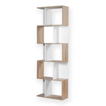 Estantería múltiples estantes efecto madera y blanco Alt. 180cm