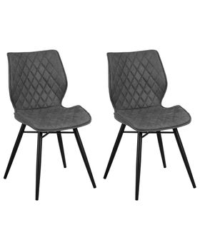 Conjunto de 2 sillas de comedor  tela gris