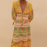 farm rio delicate flowers floral-print cotton maxi dress - xs