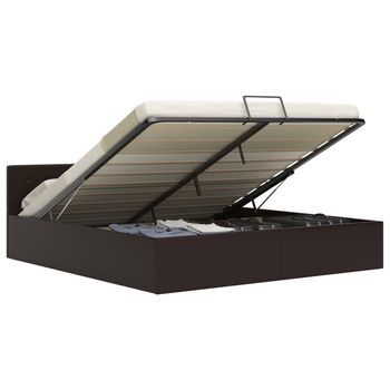 Cama Canapé Hidráulica Cuero Sintético Gris 160x200 Cm Vidaxl