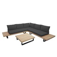 muebles de jardin de lujo juego de mesa y sofa para terraza y balcon con cojin de madera certificado fsc gris oscuro 040003578
