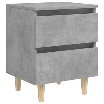 Mesita De Noche Con Patas Madera Pino Gris Hormigón 40x35x50 Cm Vidaxl