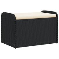 banco de almacenaje con cojin ratan sintetico negro 80x51x52 cm