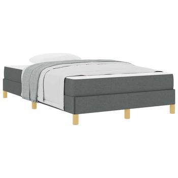 Cama Matrimonial | Cama Para Adulto | Cama Tipo Box Spring Con Colchón Gris Oscuro 120 X 200 Cm Tela
