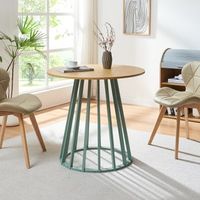 mesa de comedor lensuu redonda 76xo80 cm - verde pastelefecto roble encasa