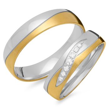 Alianzas 18 quilates oro amarillo-blanco 7 diamantes