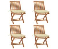 sillas de jardin plegables 4 unidades madera maciza teca con cojines