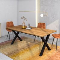 mesa comedor efecto madera roble 194x90x74cm