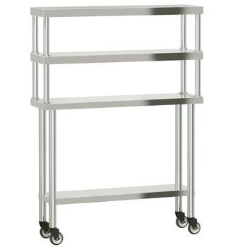 Mesa De Trabajo Para Cocina Con Estante Acero Inox 110x30x150cm