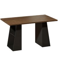 homcom escritorio con 4 estantes abiertos diseno industrial 140 cm marron y negro   aosom espana