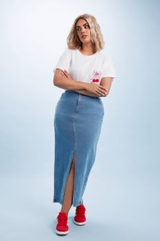 Yours Falda Larga Vaquera Azul , Mujer Curvy Y Tallas Grandes, Yours
