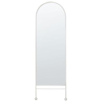 Espejo De Pared Moderno Ovalado Marco Metal Hierro Decoración Sala De Estar 45 X 145 Cm Blanco Jarnages