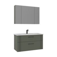 conjunto de mueble con lavabo y espejo 2 piezas  - 100 x 45 x 55 cm - verde mate