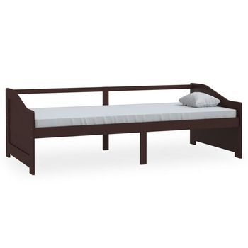 Sofá Cama | Cama Para Adultos 3 Plazas Madera Maciza Pino Marrón Oscuro 90x200 Cm