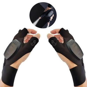 ZANLURE 1PCS/1Pair Guantes de Pesca Nocturna USB Cargables para Ciclismo al Aire Libre,Carrera,Deportes,Guantes de Dedo