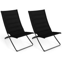 costway 2 sillas playa plegables con respaldo y asientos acolchados portatiles para cesped camping pesca y conciertos negro