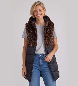 Liu Jo para mujer. 2F6052-T0300 Chaleco Animalier marrón (UNICA), Negro, Casual, Animal print, Poliéster