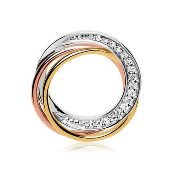 Colgante tricolor 14 quilates oro diamante