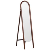 espejo de pie madera marron oscuro 30 x 150 cm vidrio soporte marco retro chelles
