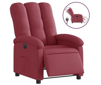 Vidaxl sillón reclinable eléctrico tela rojo tinto