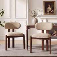 set de 2 sillas de comedor de chenilla madera maciza 533x508x787cm camello
