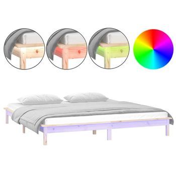 Estructura De Cama Led Sin Colchón Madera Maciza 120x200 Cm Vidaxl