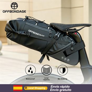 OFFBONDAGE Bolsa para sillín de bicicleta de 12L, impermeable, expandible, bolsa de almacenamiento trasera para ciclismo, bolsa de gran capacidad para bicicleta de montaña y carretera, bolsa trasera