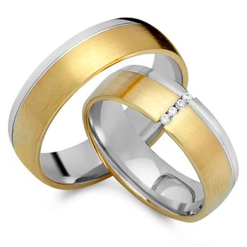 Alianzas 18 quilates oro amarillo-blanco 4 diamantes
