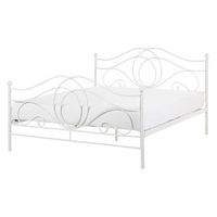 cama de metal blanca estructura somier de listones 140 x 200 cm cabecero romantico clasico boho lyra