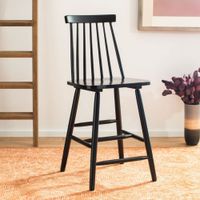 set de 2 taburetes de bar en madera de caucho negro