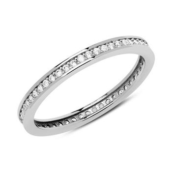 Anillo de la eternidad en oro blanco 8 quilates con circonita cúbica