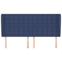 cabecero cama mueble de dormitorio con orejas de tela 183 x 23 x 118128 cm azul m020003058
