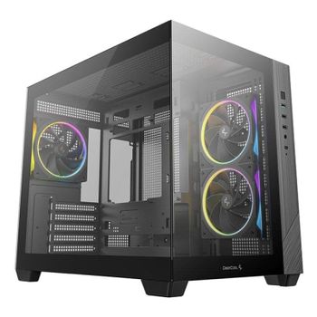 Caja DeepCool CG330 3F micro ATX cristal templado 3 ventiladores ARGB negra