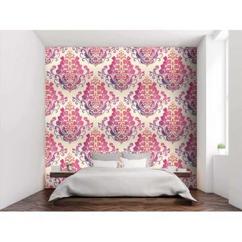 Fotomural Vinilo Zen Hojas Romanas Fucsia 350 X 250 Cm