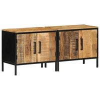 mesita de noche 2 uds - dormitorio - madera de mango y acero - marron y negro 50x30x45cm