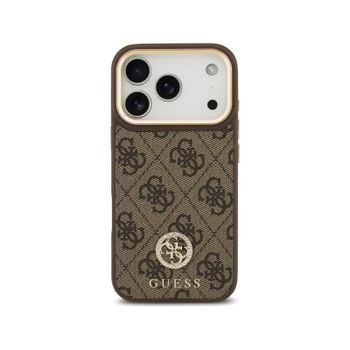 Guess Funda Para Iphone 17 Pro – Carcasa De Polipiel Marrón Con Logo 4g De Strass Y Magsafe, Diseño Elegante Y Ajuste Preciso