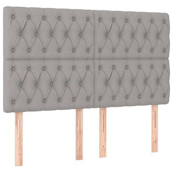 Pack 4 Uds Cabeceros Cama | Panel De Cabeceras Tela Gris Claro 72x7x78/88 Cm